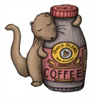 otter with coffee